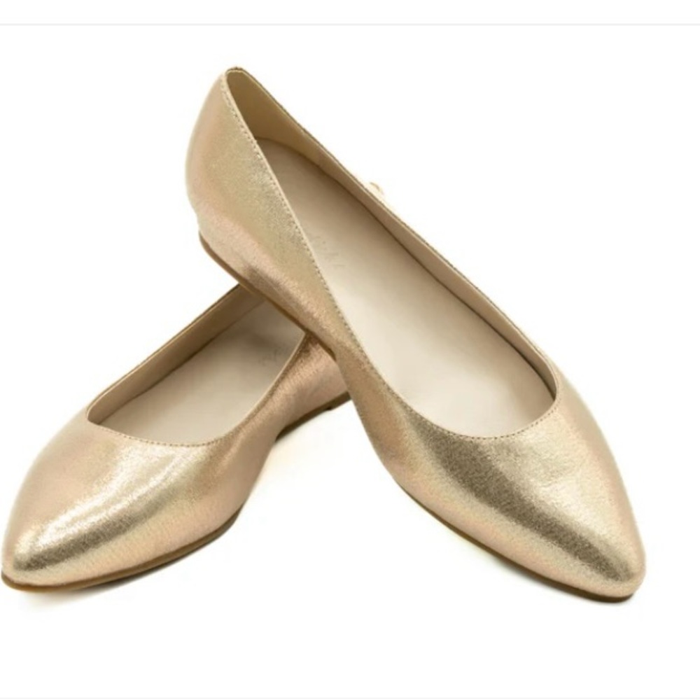 GETAWAY STICKS Gold Point Shimmer WedgeFlat Heel Size 7.5 No Box